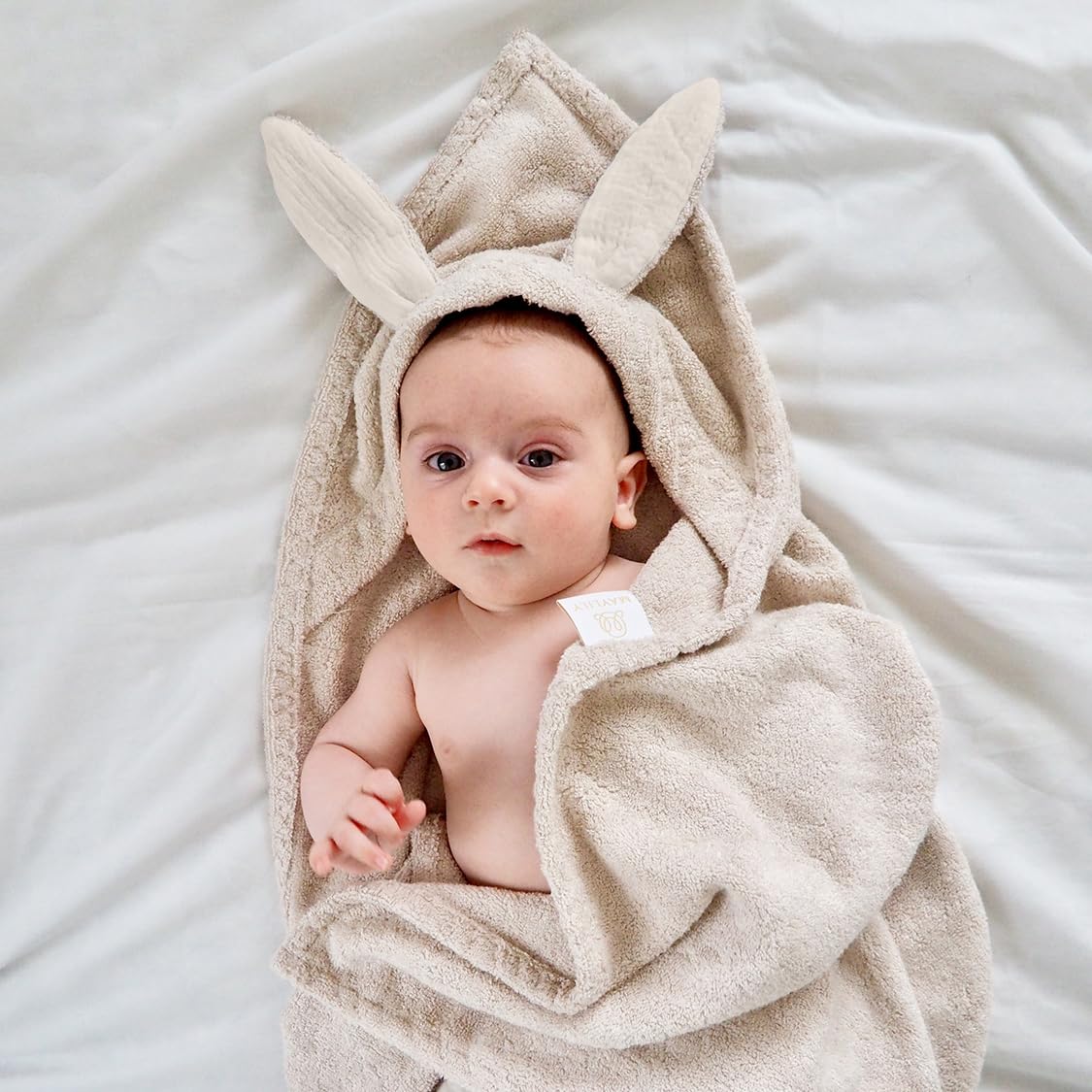 MAYLILY - Bambus Baby Handtuch Bunny – Kapuzenhandtuch für Neugeborene - Badetuch - Baby Handtuch mit Kapuze - Geschenk zur Erstausstattung - Baby Handtücher - Bademantel Baby - (beige)
