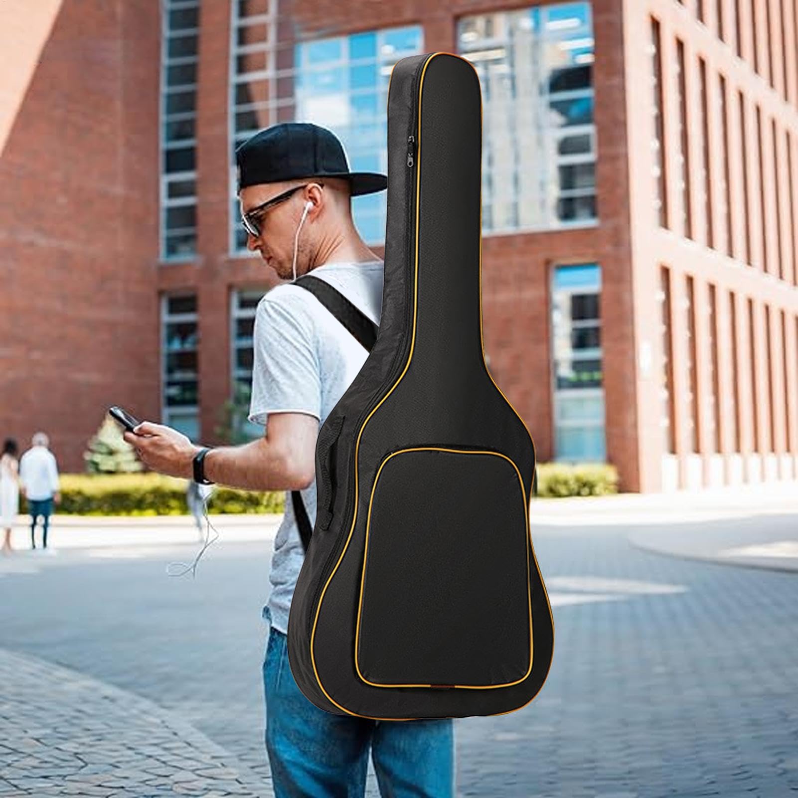 Maleta para guitarra clásica, bolsa para bajo, funda impermeable de tela Oxford gruesa para guitarra clásica - Oxford impermeable 0,19 pulgadas acolchado grueso, Atributo único, ver