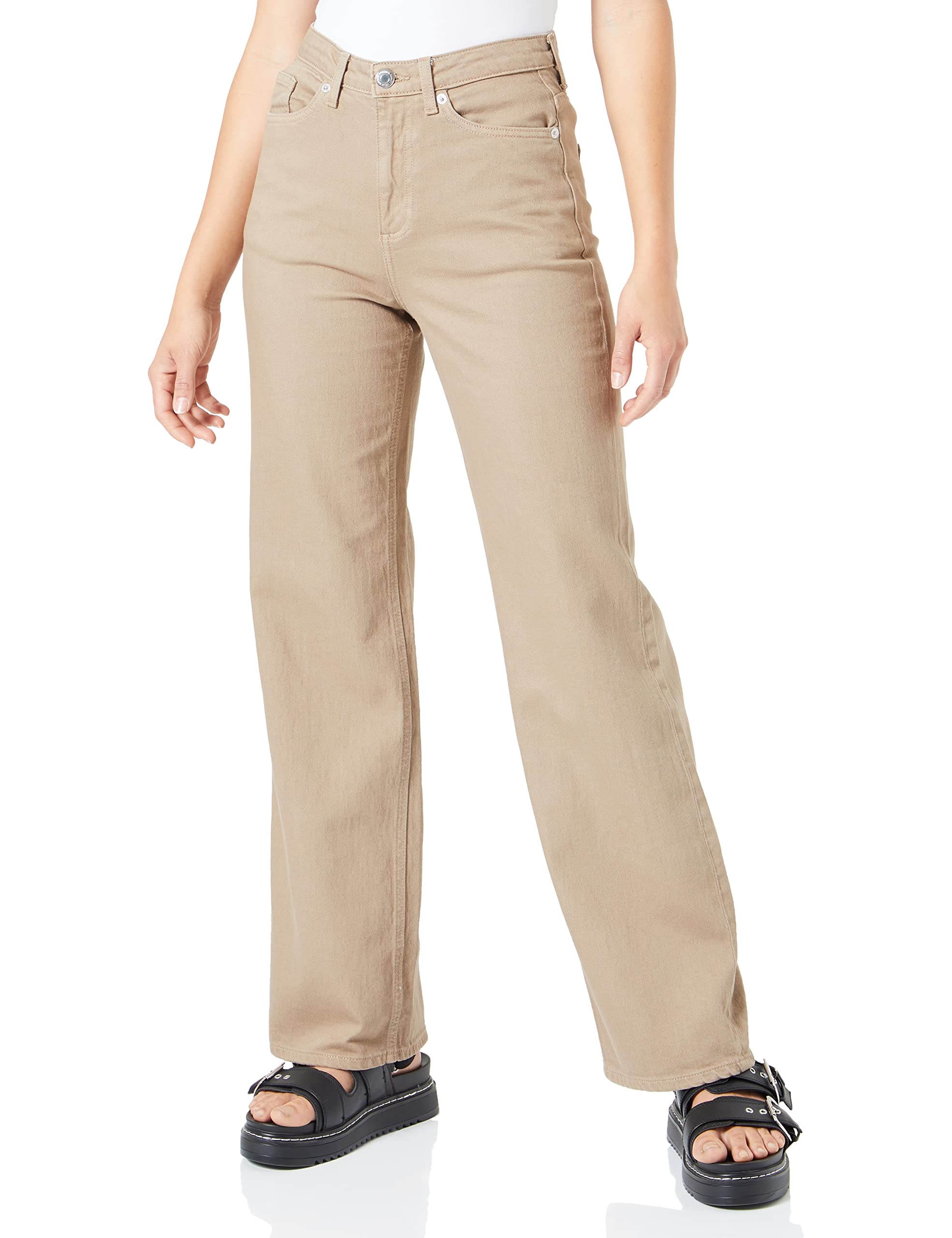 VERO MODA Women's Vmtessa Hr Straight Jeans Color Ga Noos, Silver Mink, 27W x 32L