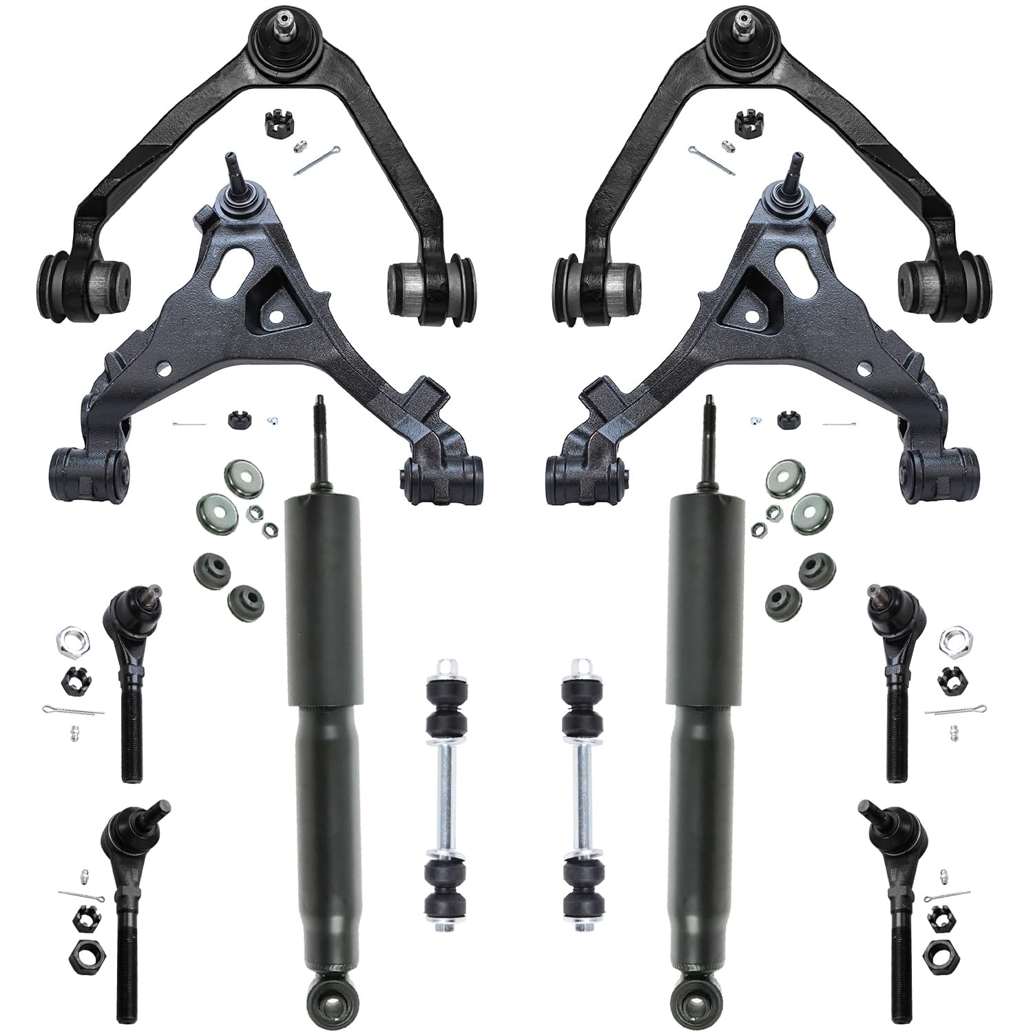 Detroit Axle - 4WD Front End Control Arms Kit for 1997-2002 Ford Expedition, 1997-2003 F-150, 1997-1999 F-250, Shock Absorbers Control Arms w/Ball Joint Tie Rods Sway Bars Replacement - 12pc Set