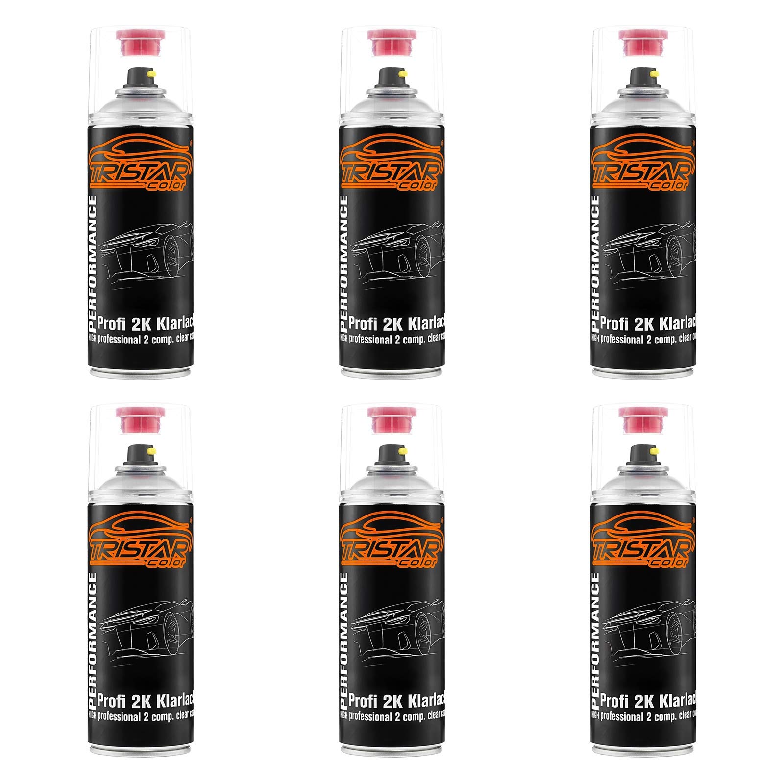 6 x 2K Spraydose Profi KLARLACK hochglänzend HS 400 ml Autolack Sprühdose