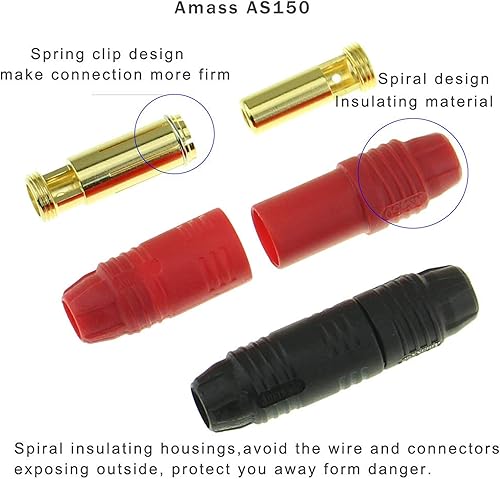 Miniatura 3 de SoloGood 6pairs Amass AS150 macho hembra anti chispa conector chapado en oro Banana Plug Set para batería ESC y carga plomo