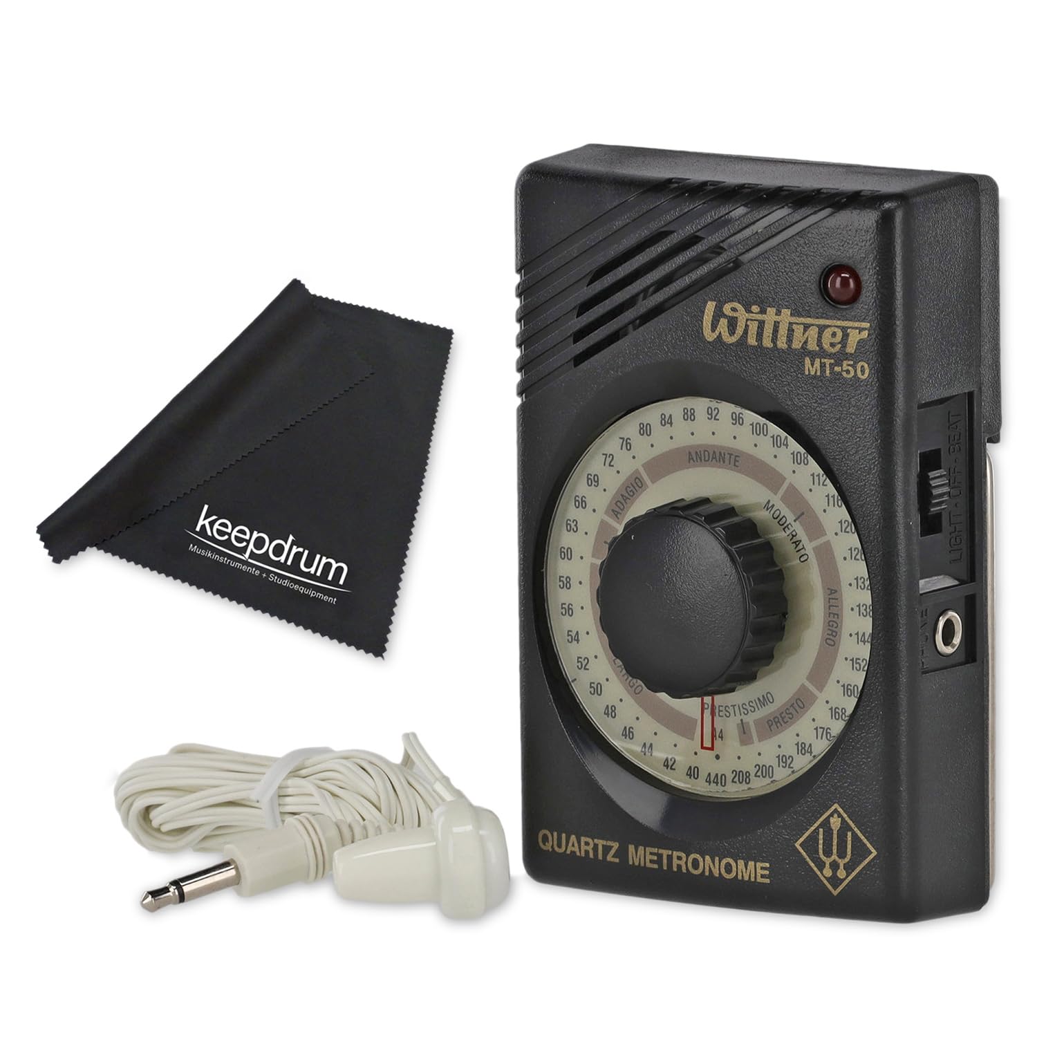 Wittner MT-50 Quartz Metronom inklusive Ohrhörer mit keepdrum Mikrofasertuch