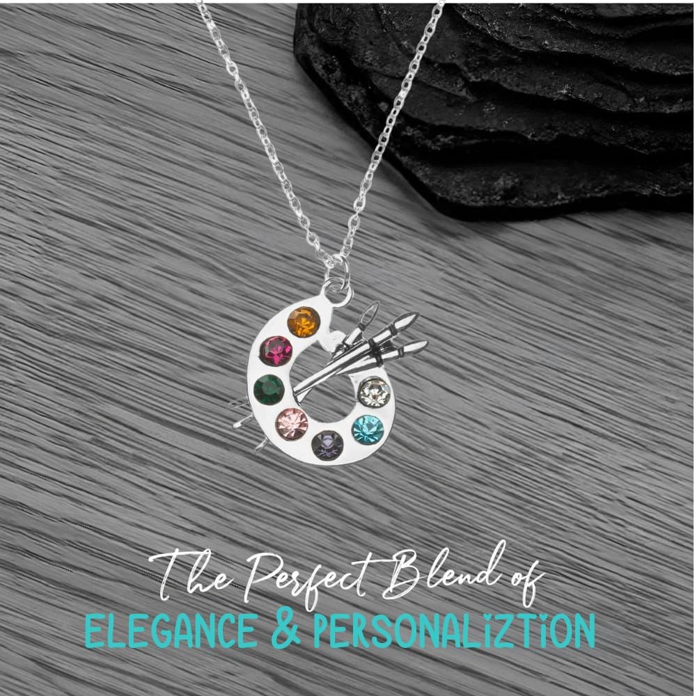 Sportybella - Artist Paint Palette and Brush Charm Pendant Necklace, Silver Plated Multi-Colored Rhinestone, Gift for Painters and Those Who Love Arts, Necklace for Women - Image 6