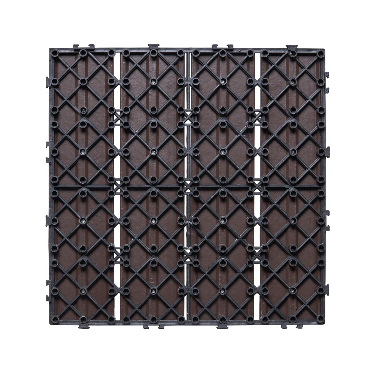 VEVOR Dalles de Terrasse Emboîtables, Lot de 10, Revêtement de Sol Plastique Bois WPC Imperméable, 300x300 mm, 9290 c㎡, Utilisation par Tous les Temps, pour Porche, Piscine, Balcon, Arrière-cour