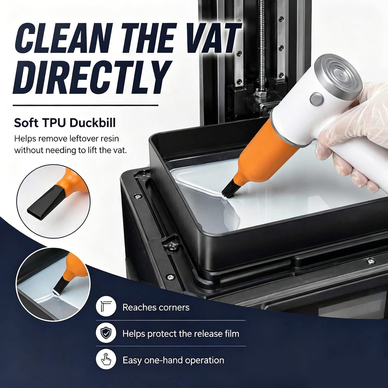 Pompe à résine pour imprimante 3D, capacité de 300 ml, buse de canard, outil d'aspiration pour résine recyclée, compatible avec la plupart des imprimantes 3D