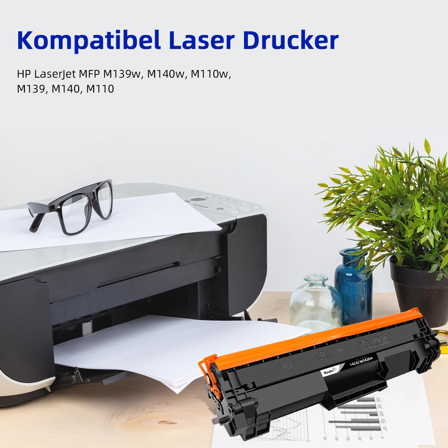 Koala 142A 142X (Con CHIP) Toner Compatibile per HP Toner 142A W1420A W1420X Nero per HP Laserjet MFP M140W Toner per Laserjet MFP M140 M139 M110W M110 Toner - 1 Nero