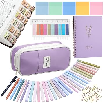 KOPKOFT Bible Study Supplies, Bible Journaling Kit for Women with Journal, Pen Case, Tabs, Highlighters and Pens, Bible Accessories Set for Women Students Beginner, Christian Gifts Purple