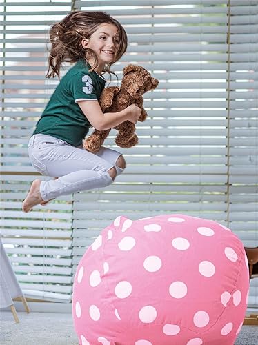 Miniatura 130 de WEKAPO - Puf con cremallera para guardar juguetes de peluche, hecho de lona de algodón de alta calidad, extragrande de 38 pulgadas, ideal para los