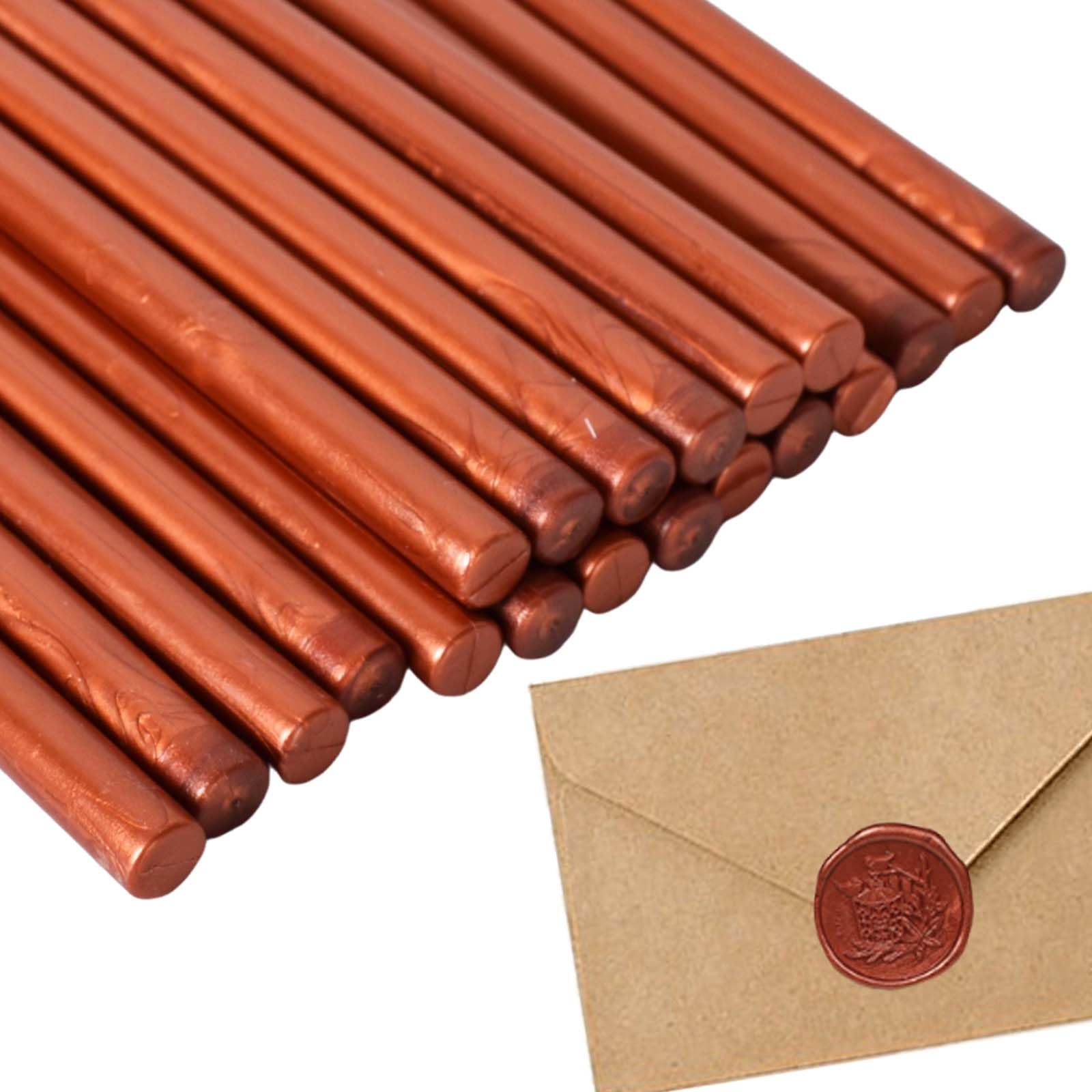 Bâtonnets de Cire à Cacheter 7 mm Métallisée Or Rose pour Pistolet à Colle, 20 Pièces