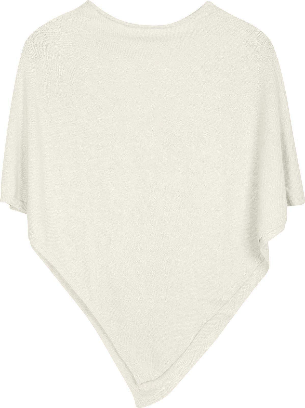styleBREAKER soft fine knit poncho in plain, round-neck, ladies 08010042, Colour:Cream