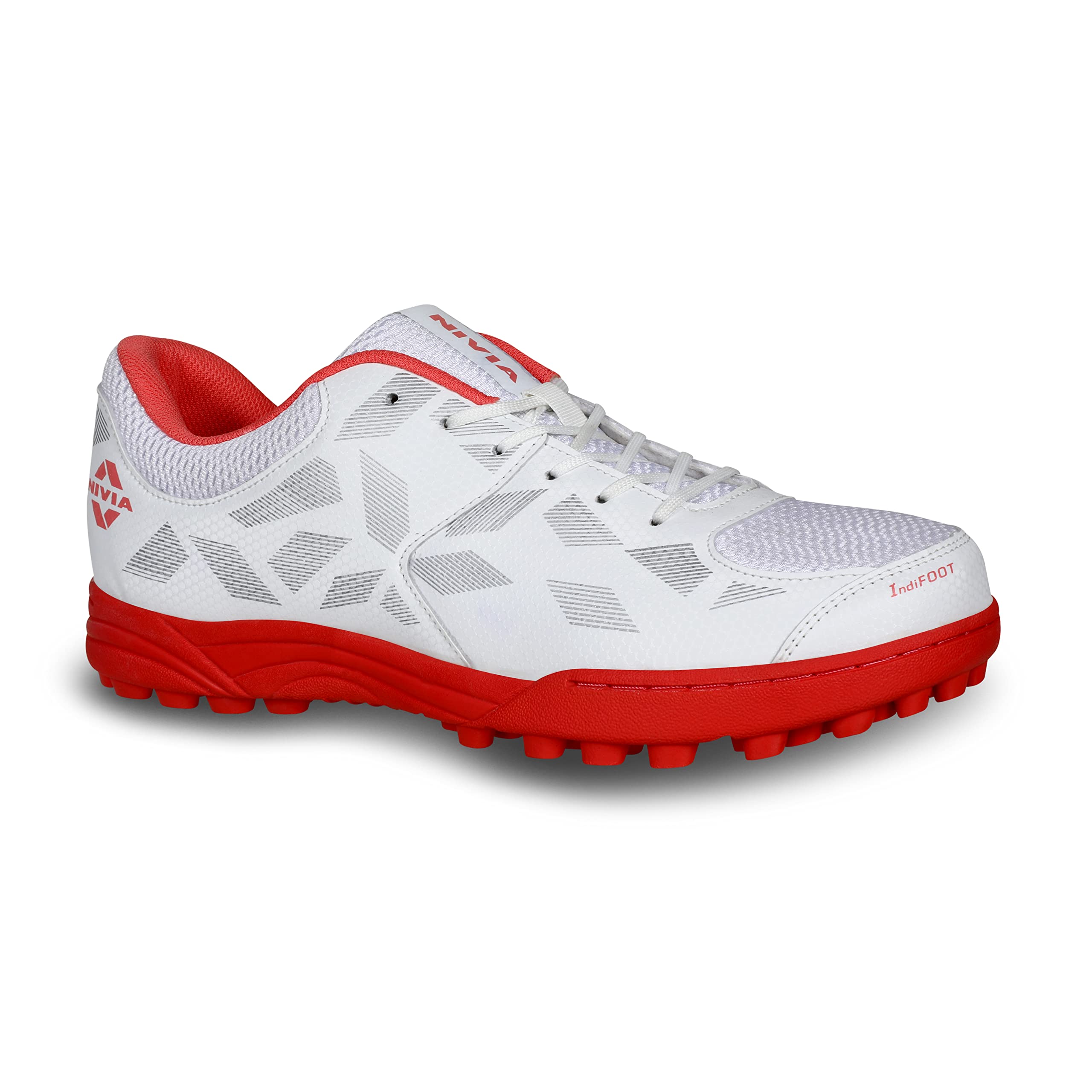 Nivia Caribean 2.0 Cricket Shoes for Mens | Rubber Stud Outsole with Mesh and PVC Synthetic Leather Upper | Duofoam Soft Compressed Midsole (White/Red) UK-10 (B0BSV4CLR8) Amazon Price History, Amazon Price Tracker