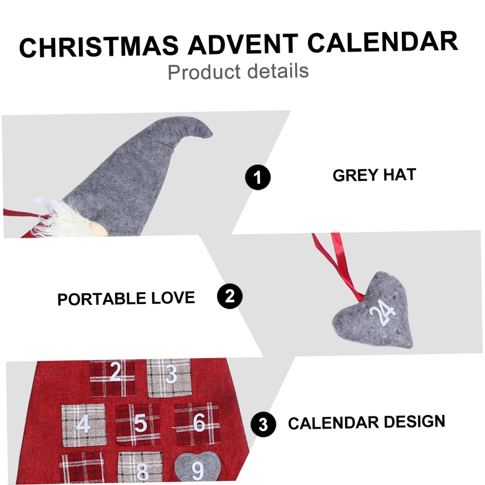 Anneome Calendario Dell'avvento Conto alla Rovescia Sacchetti, Decorazione Natalizia in Lana Artificiale a Forma di Babbo Natale, per Feste di Natale in Soggiorno e Ingresso
