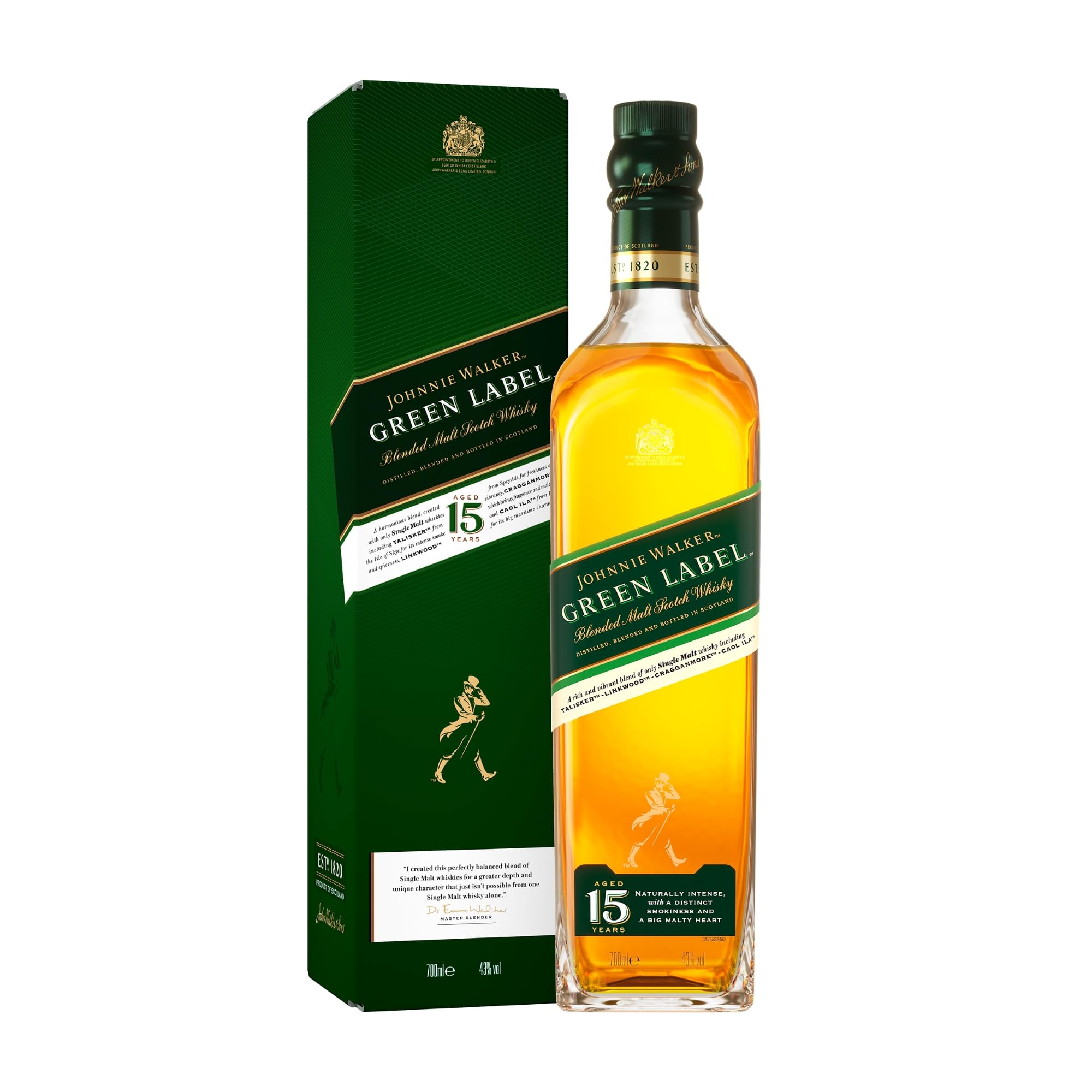 Johnnie Walker, Green label, Whisky escocés blended, 700 ml