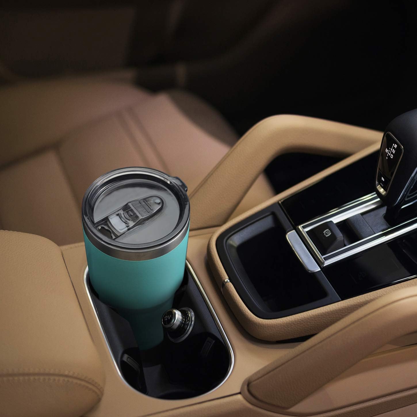 Zibtes 30oz Insulated Tumbler With Lids and Straws, Stainless Steel Double Vacuum Coffee Tumbler Cup, Powder Coated Travel Mug for Home, Office, Travel, Party (Teal 1 pack) Image