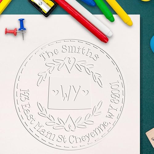 Miniatura 300 de Round State Love - Sello de dirección de devolución para Texas, uso con almohadilla de sello, mango de madera, sello de dirección de Texas