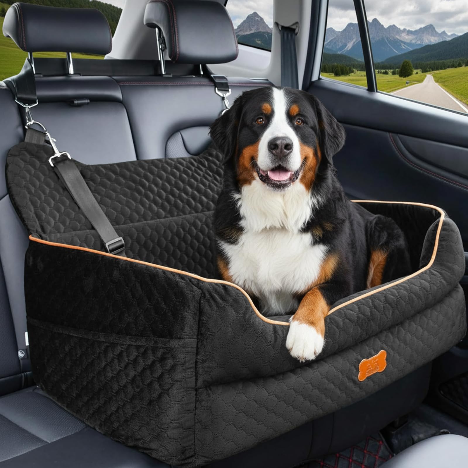 Protector de Asiento de Coche para Mascota, Pecute Asiento de Coche para Perro, Extra Estable Refuerzo de Coche para Perros Grande Mediano Pequeño(70x60x30cm)