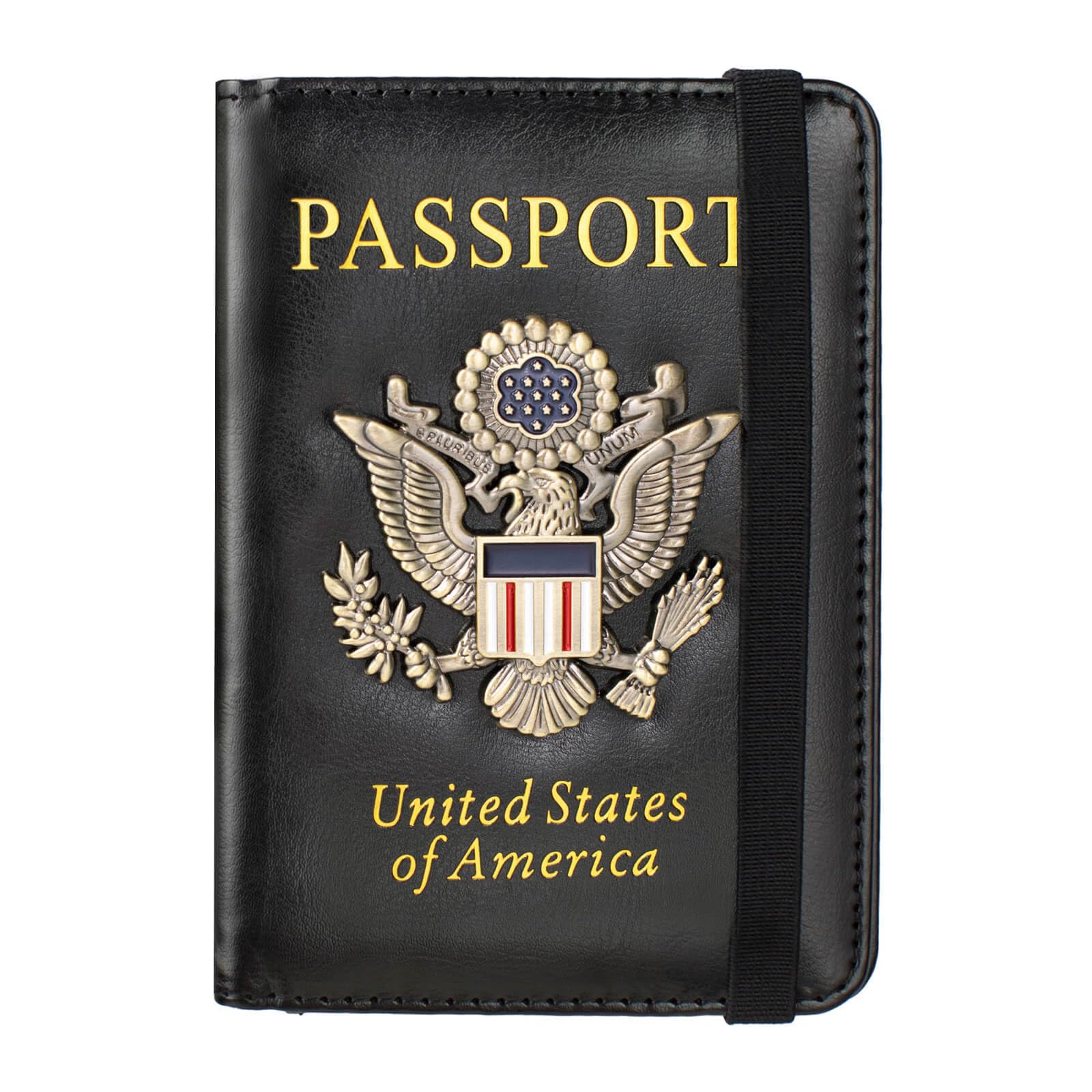 Passport Holder and Card Slot Combo RFID Blocking Leather Travel Passport Wallet for Men and Women US Passport Cover, Black