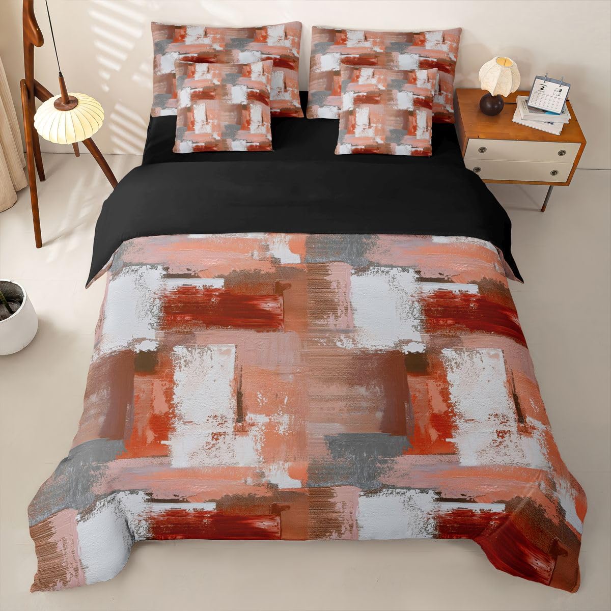 Loussiesd Set di biancheria da letto con copripiumino singolo con lenzuola per bambini, ragazzi e ragazze, motivo geometrico ombré, 7 pezzi, moderno, sfumato, decorazione per la stanza, in morbida