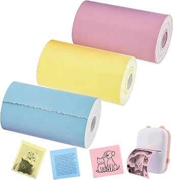 3 Rolls Set Mini Printer Paper, 57x25mm Self-Adhesive, Organization Storage, Print Seal Notebook Memo Sticker Photo Paper
