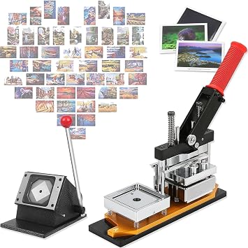 65 * 90mm/2.6 * 3.5in Photo Magnet Maker Machine, Button Makers, Pin Machine DIY Magnets, DIY Fridge Magnets, Magnet Maker+1000 Sets of Consumables+Cutter,Maker+Knife+Cardboard+Magnet*1000