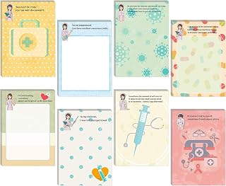 Chinco 8 Pcs Funny Nurse Notepads Nurse Sticky Notes Self Adhesive Sarcastic Memo Pads Office Supplies for Hospital Nursing School Coworkers Writing Diary Lists Schedules, 4 x 5.5 Inch(Cute Style)