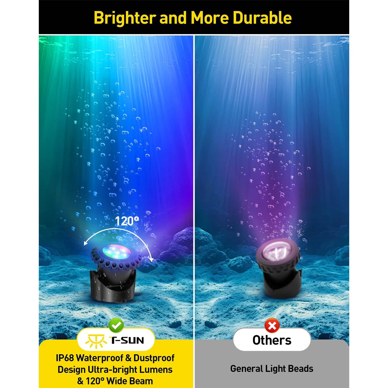 Luces RGB For Estanque Con Temporizador, Luces LED Subacuáticas Regulables For Fuente, IP68 A Prueba De Agua For Exteriores, Paisajes, Peceras, Estanques, Fuentes, Cascadas, Jardines Y Césped, 5 Luces