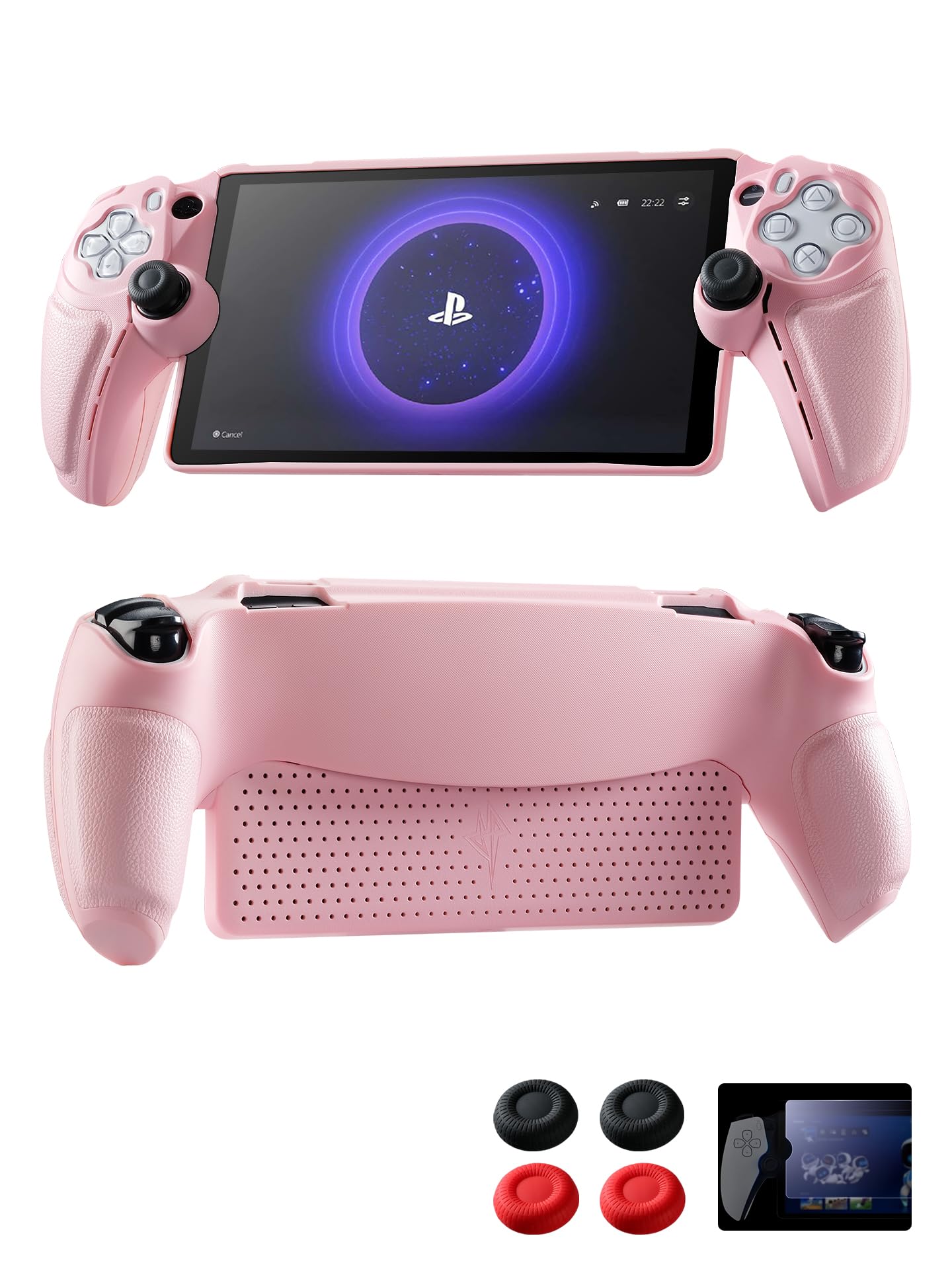 Case for PlayStation Portal, Cute Protective Cover with Leather Grip, Pink