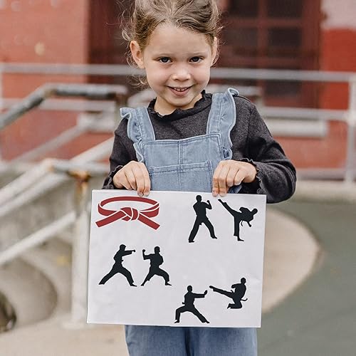 Miniatura 5 de FINGERINSPIRE Plantillas de artes marciales de 11.8 x 11.8 pulgadas, plantilla de karate de plástico, diagrama de tai chi, puño, cinturón,