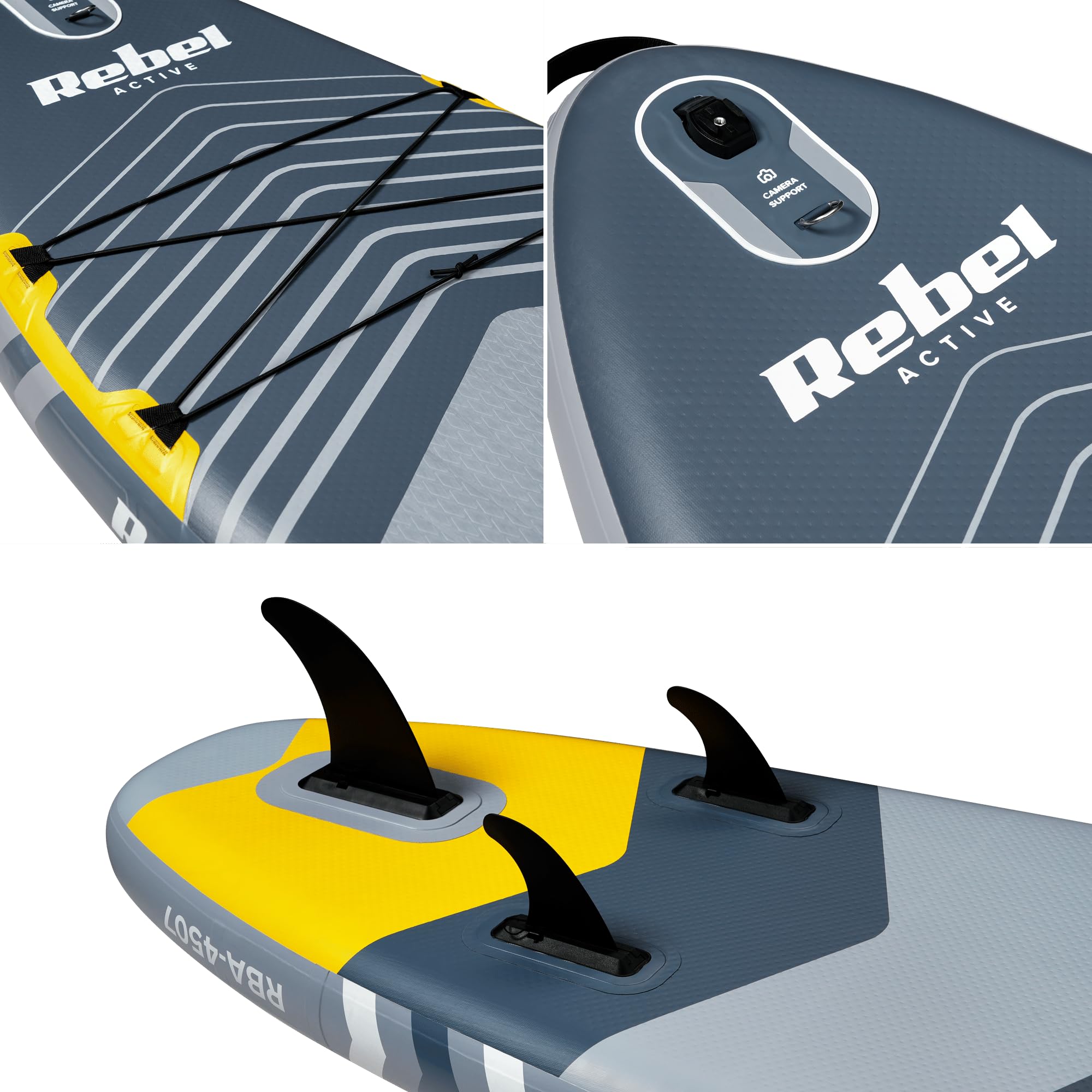 Rebel Brett SUP gepumpt mit Schwimmsitz Drop-Stitch 335 cm Set Paddel Pumpe Rucksack RBA-4507-G