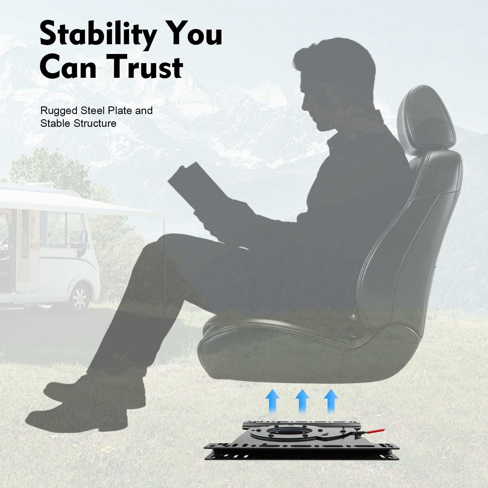Console girevole per lato conducente principale, girevole a 360°, universale, in lamiera d'acciaio, adatto per Mercedes Sprinter (2002-18), Lorenz (19-20), Ford Transit (14-20), FJ Koolitze