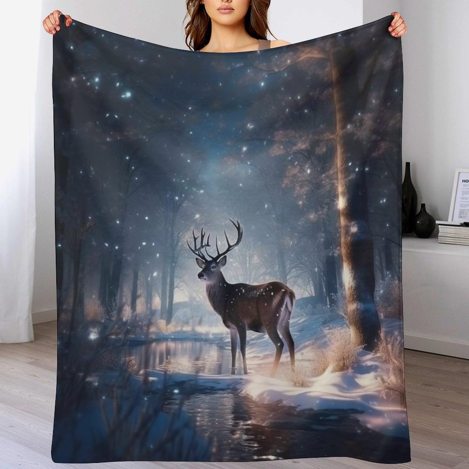 Couverture polaire cerf pour des soirées cocooning chaleureuses sur votre canapé