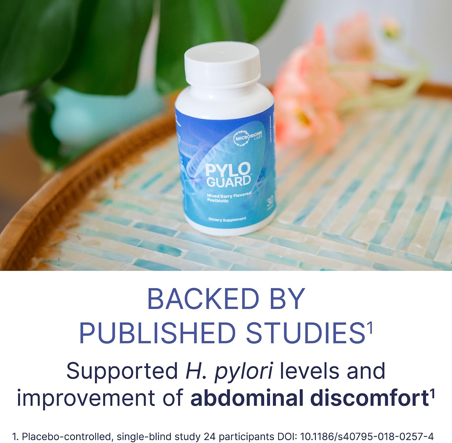 Microbiome Labs PyloGuard - Patented L reuteri DSM17648 to Improve Digestive Comfort - Gut Health & Immune Support Supplement - Postbiotic (30 Capsules)