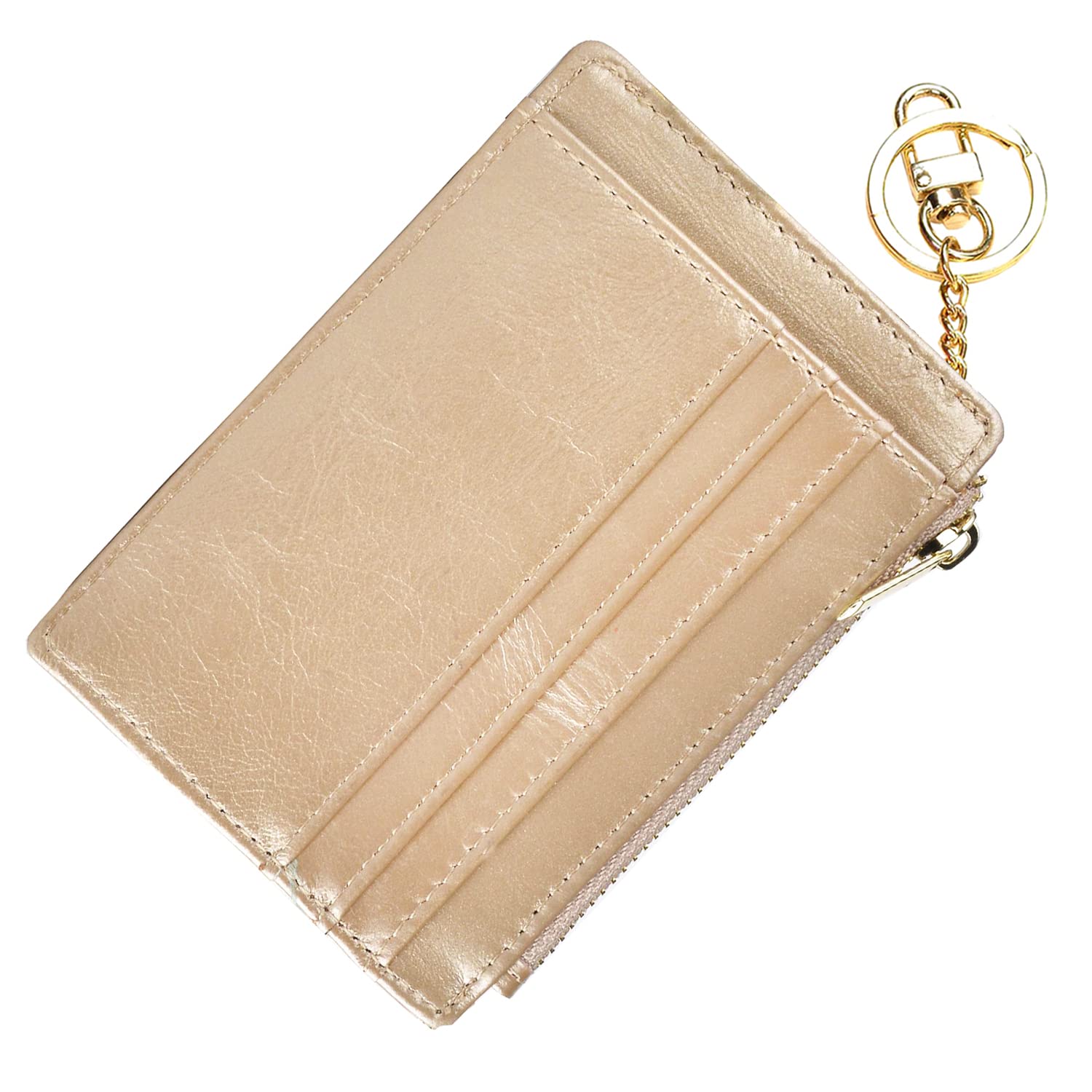 woogwin Slim RFID Credit Card Holder for Women Mini Front Pocket Wallet Purse With Keychain