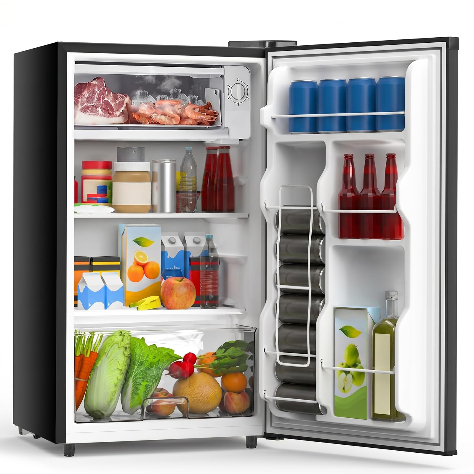 OLIXIS 3.2 Cu.Ft Mini Fridge with Freezer, Single Door Compact Refrigerator