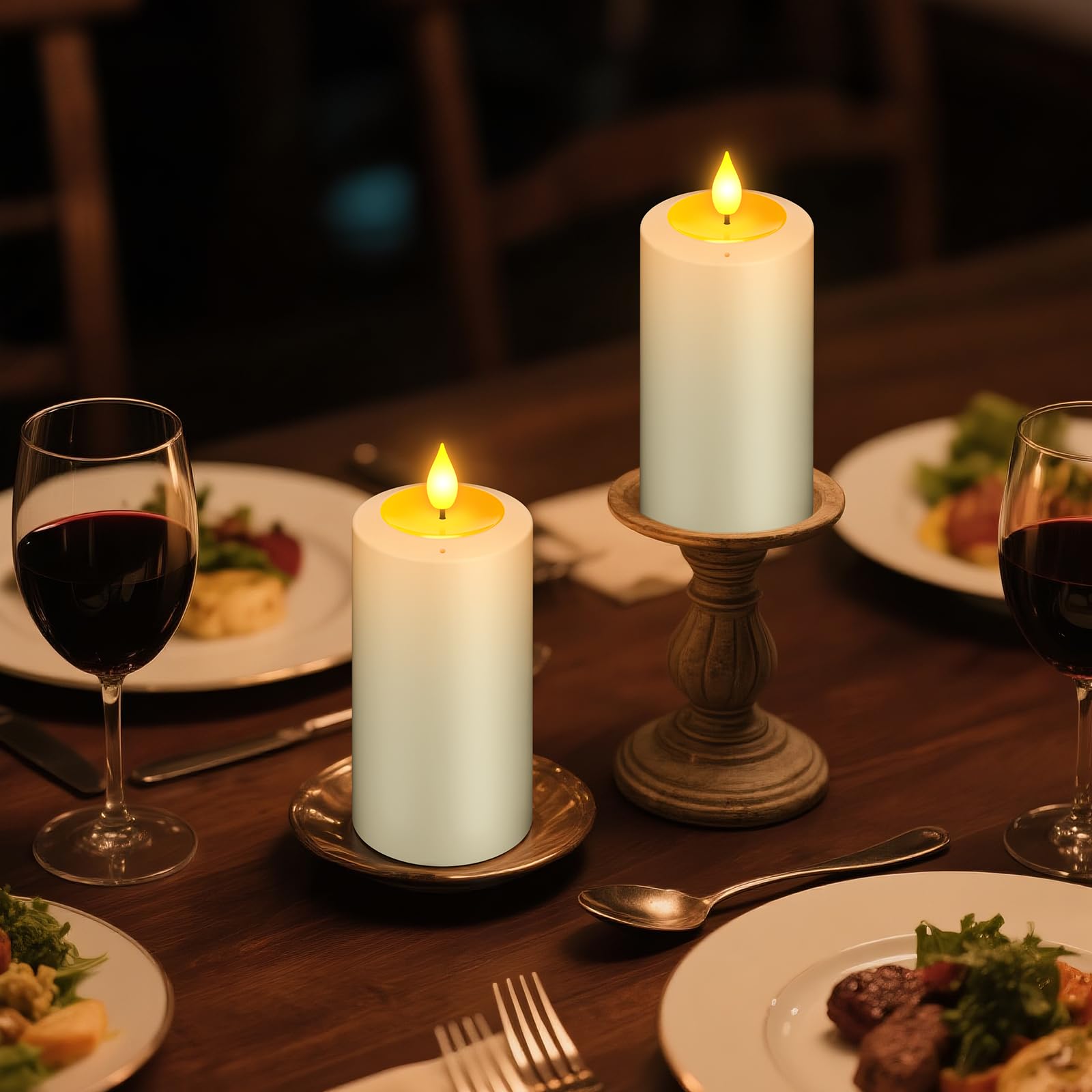 PChero Candele ricaricabili con telecomando, confezione da 4 candele elettriche a LED tremolanti senza fiamma, con design spento, per decorare la casa, la stanza, Halloween, Natale, decorazioni da