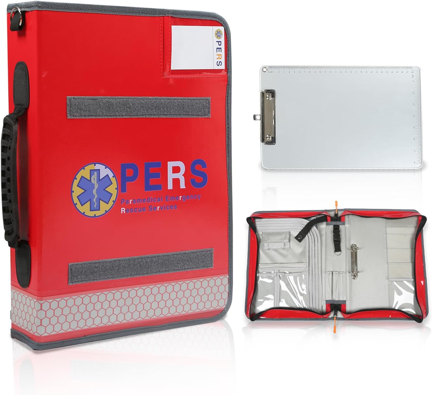 Durable Waterproof Medical Folder with Detachable Writing Board & Reflective Strips - A4 Document Organizer for Emergency Care, Secure Storage, and Portable Workspace