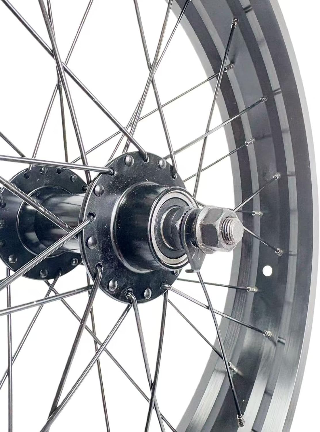 20" x 4.0" Fat Bike Front Wheel, Double-wall Alloy Rim, 135mm Bolt-on hub, 36×13G Stainless Steel Spokes, disc Brake only, Suitable for Snow/Sand/Electric Fat Bikes