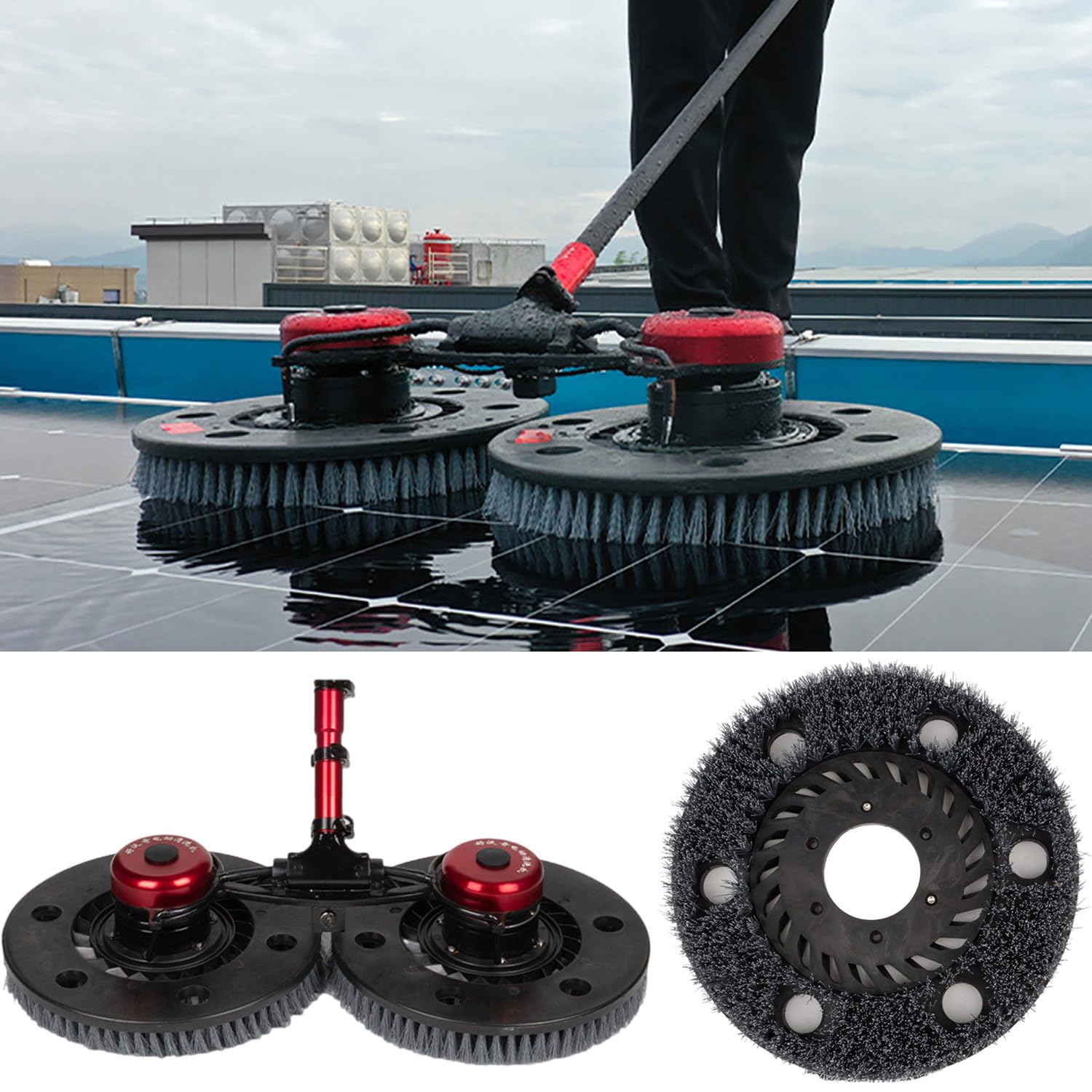 AYCDL Outdoor Solar Panel Cleaning Kit with Carbon Fiber Telescopic Rod and Brushless Motor, Ideal for High Pollution Areas,4.8m