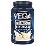 Vega Sport Vegan Protein Powder + Recovery - 30g Plant Based Protein per Serving, Vanilla, 20 Servings, 5g BCAAs, Probiotics, NSF Certified, For Shakes & Smoothies, 1.8lbs (Packaging May Vary)
