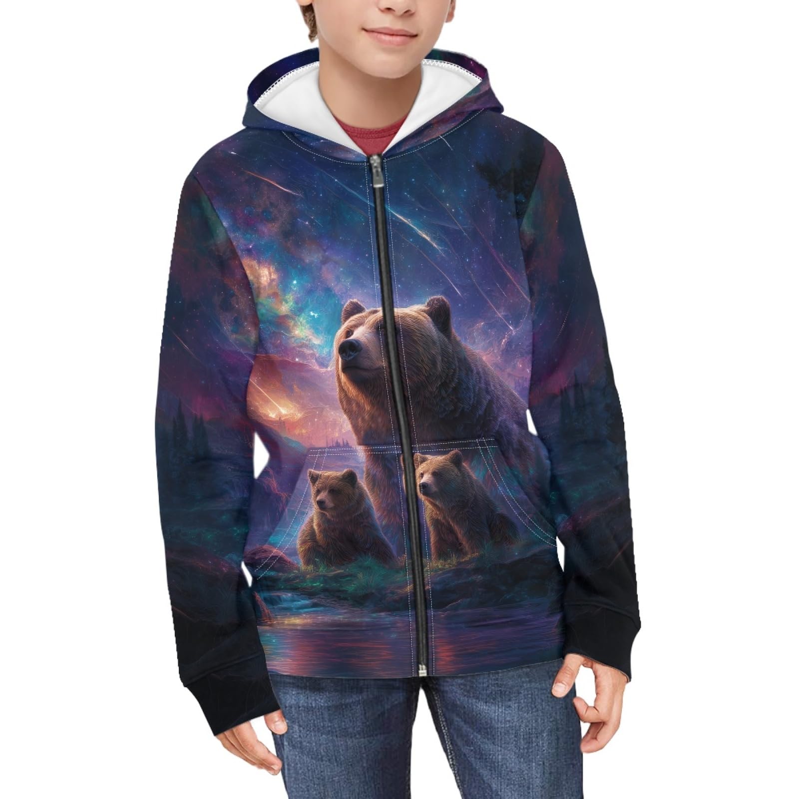 Suobstales Kids Soft Zip-Up Hoodie for Boys 6-16 Years Hooded Sweatshirt Fall Cardigan Jacket with Pockets