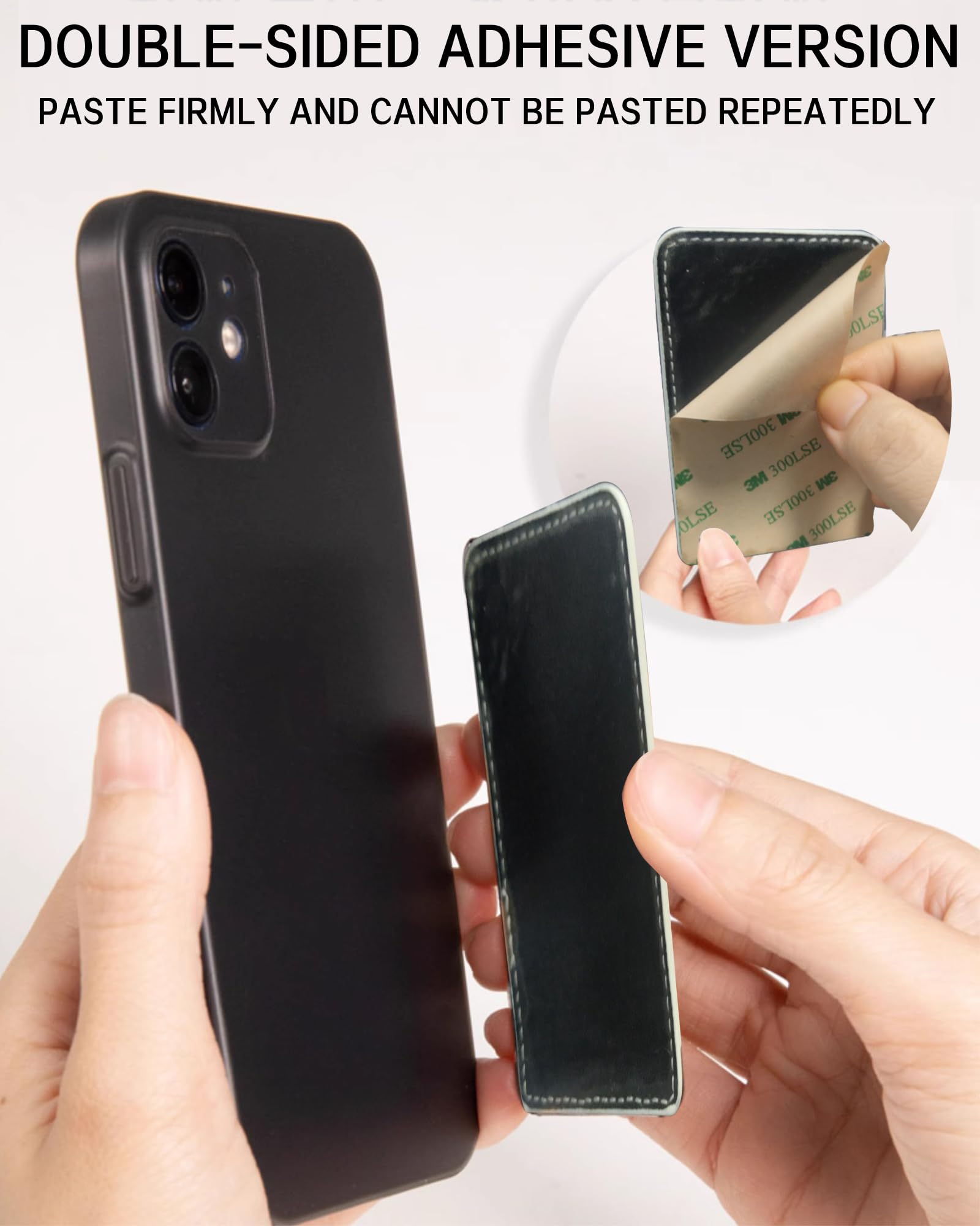 Tarjetero de cuero para teléfono, doble bolsillo, adhesivo para teléfono, bonita funda para teléfono celular, soporte para tarjetas de crédito, adecuado para la mayoría de teléfonos, cuadros