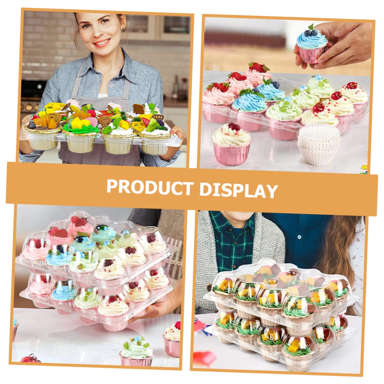 OUNONA Cupcake Wrapping Box 5pcs Mini Cupcake Container Muffin Cake Packing Pet Plastic Easy to Use