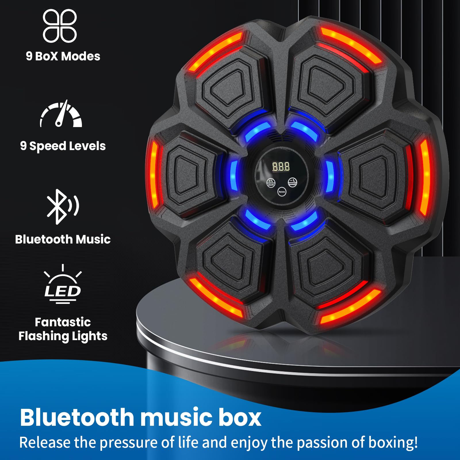 Macchina Da Boxe Da Parete Con Luci LED E Musica Bluetooth – Bersaglio Elettronico Con Guantoni Inclusi