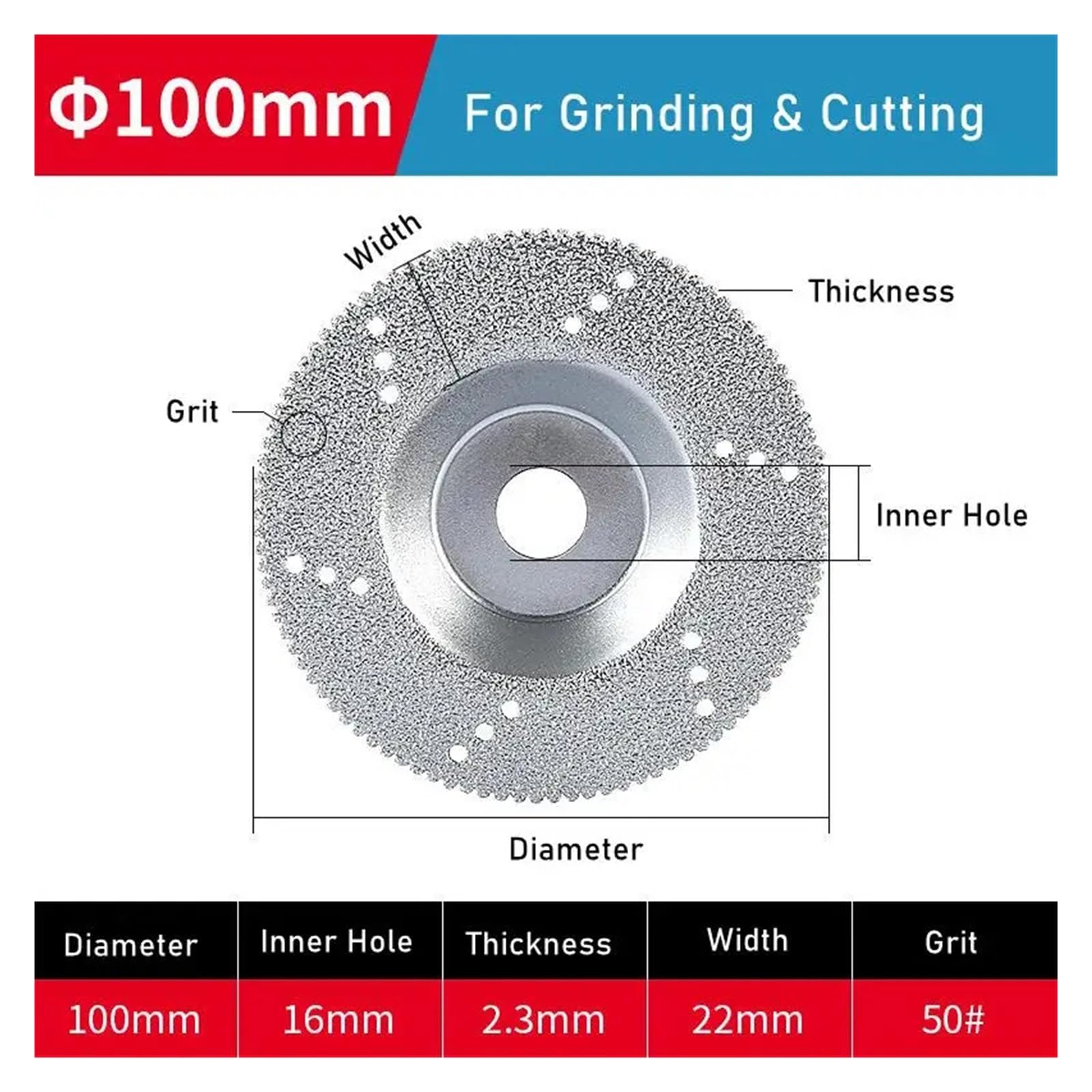 4-calowa diamentowa tarcza tnąca o średnicy 100 mm, lutowana próżniowo, pasująca do stali marmurowej o średnicy 16 mm(Silverteeth,3 PCS)