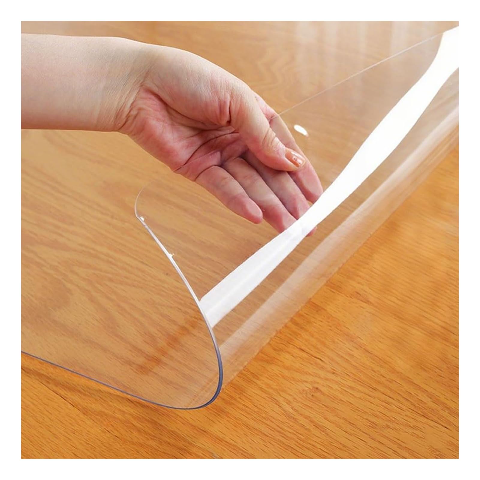 Nappe transparente PVC film protection table bord biseauté givré imperméable
