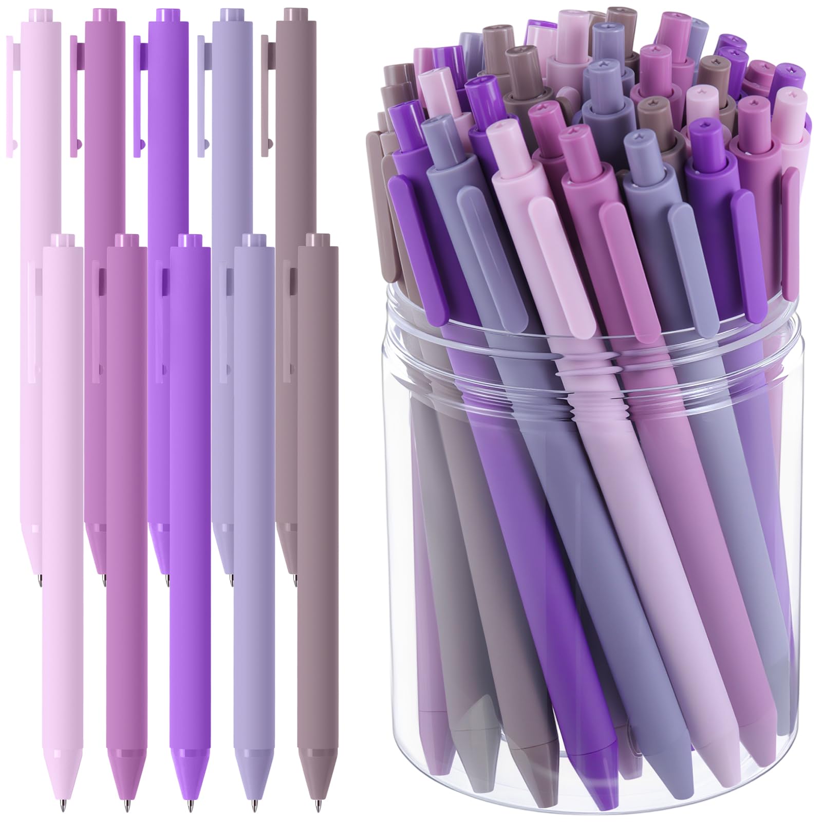Crtiin 50 bolígrafos de tinta de gel de tinta negra a granel, escritura suave, bonitos bolígrafos coloridos para el regreso a clases, primer día de escuela, profesores, estudiantes, servidores