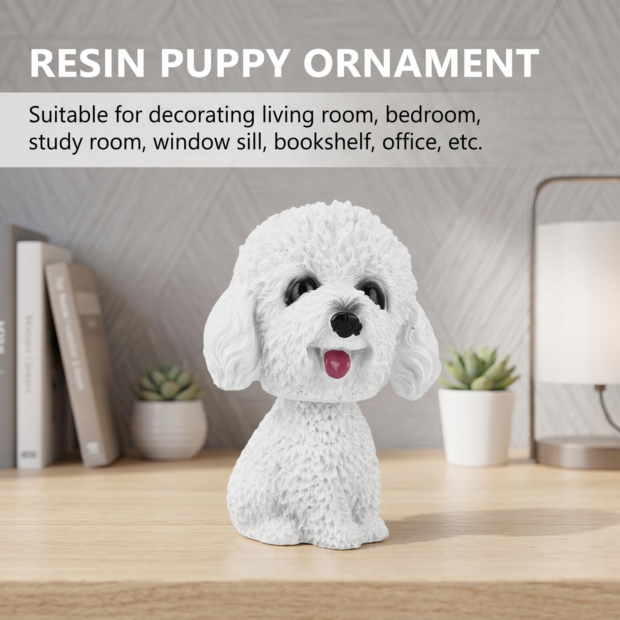 Chien Hochant La Tête Westie Pour Tableau De Bord – Statuette Résine Blanche, Décoration Amusante Pour Voiture
