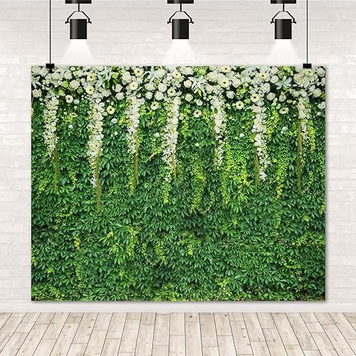 Miniatura 8 de Caaerttply Telón de fondo de hojas verdes verdes para fotografía, telón de fondo de pared de hierba de primavera, 10 x 8 pies, césped verde, flores