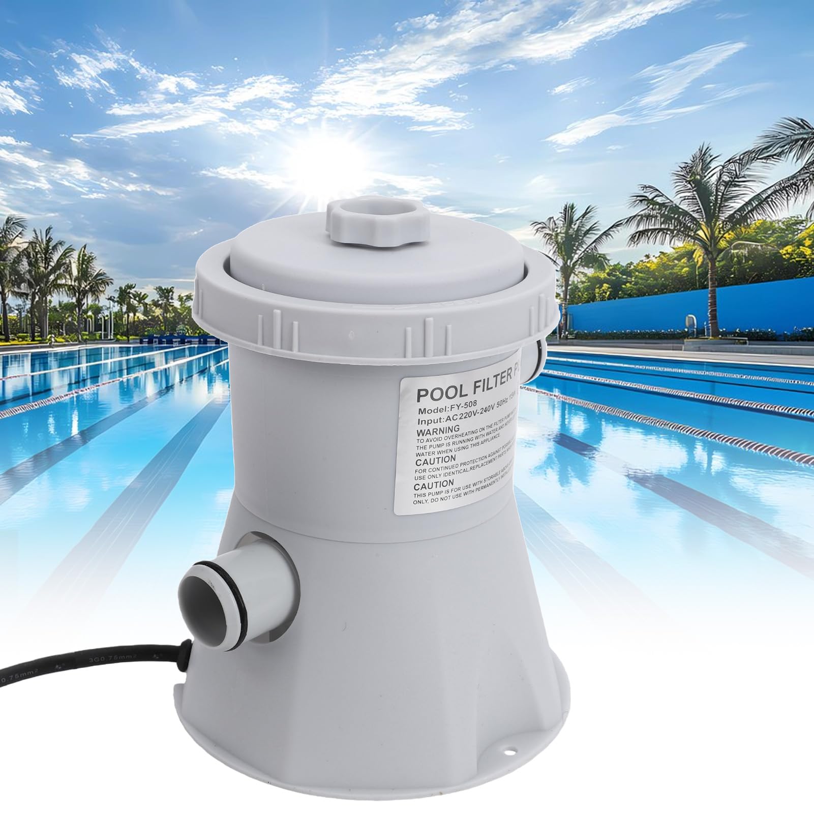 banapoy Circolazione e Filtraggio dell'Acqua Migliorate, Pompa Filtro per Piscina 300GPH per Piscina Fuori Terra, di Pompa Filtro a Cartuccia per, (EU)